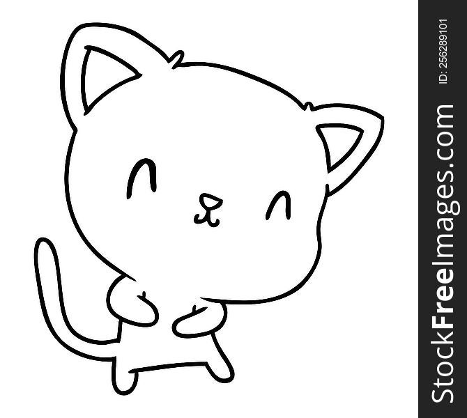 line drawing illustration of cute kawaii cat. line drawing illustration of cute kawaii cat
