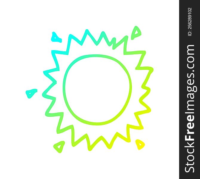 cold gradient line drawing of a cartoon sun