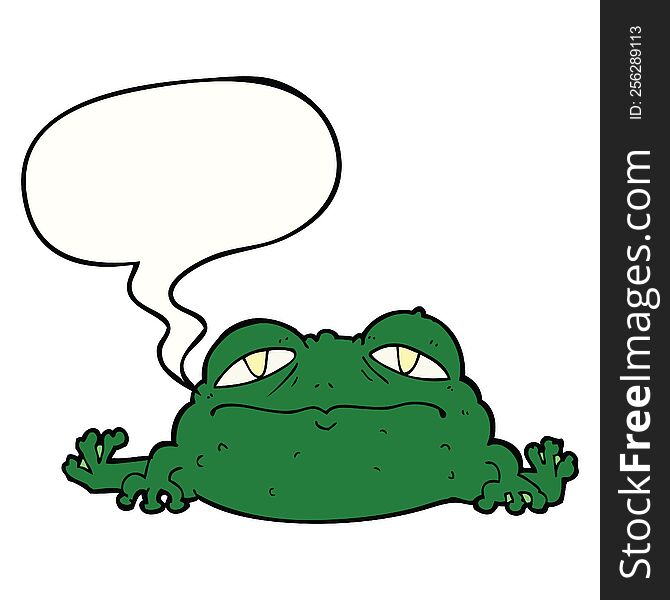 cartoon ugly frog with speech bubble. cartoon ugly frog with speech bubble