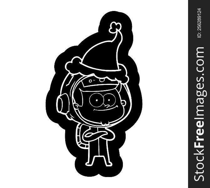 Happy Astronaut Cartoon Icon Of A Wearing Santa Hat