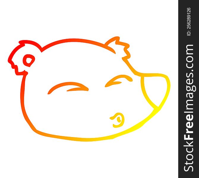 Warm Gradient Line Drawing Cartoon Bear Face