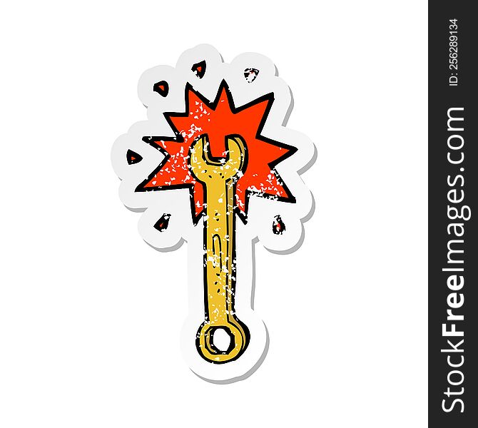 retro distressed sticker of a cartoon spanner