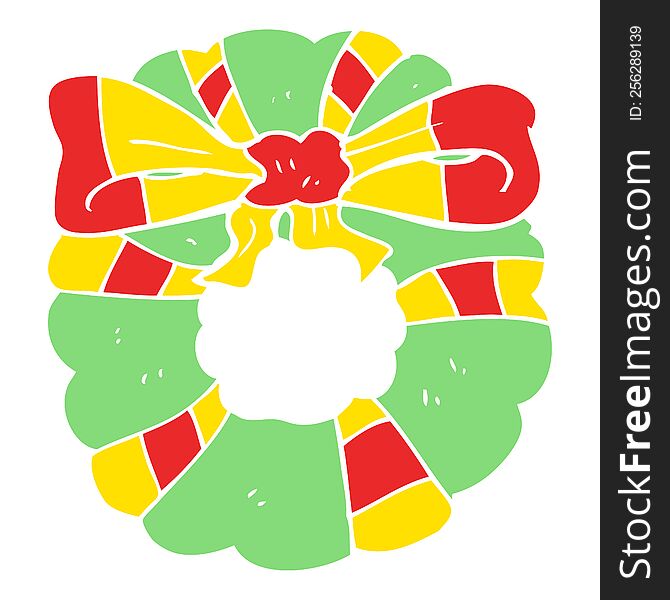 flat color illustration of christmas wreath. flat color illustration of christmas wreath