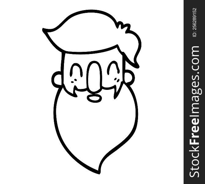 Line Drawing Cartoon Man With Beard
