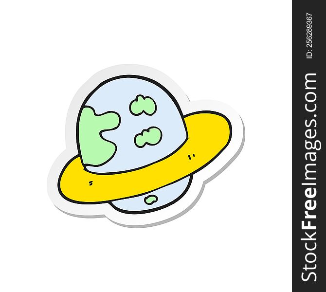 Sticker Of A Cartoon Planet