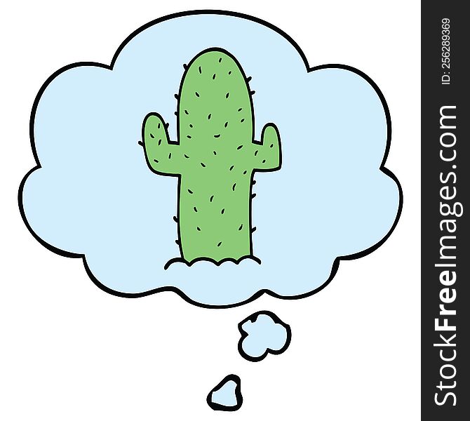 cartoon cactus with thought bubble. cartoon cactus with thought bubble