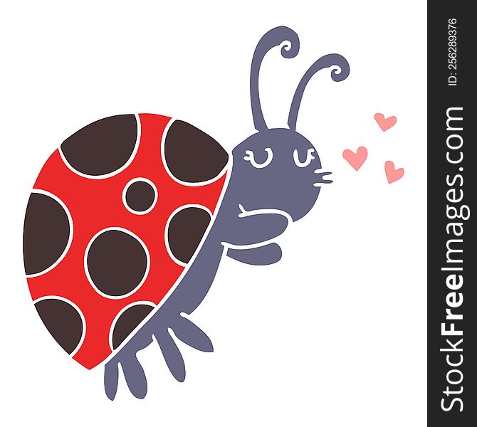 Flat Color Style Cartoon Ladybug