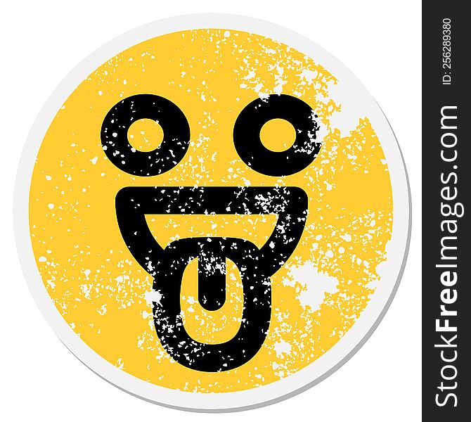 crazy happy face circular sticker