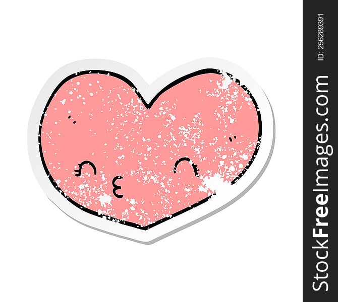 Distressed Sticker Of A Cartoon Heart With Face