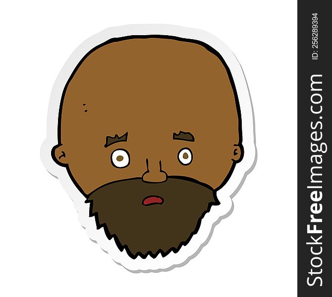 Sticker Of A Cartoon Shocked Man With Beard