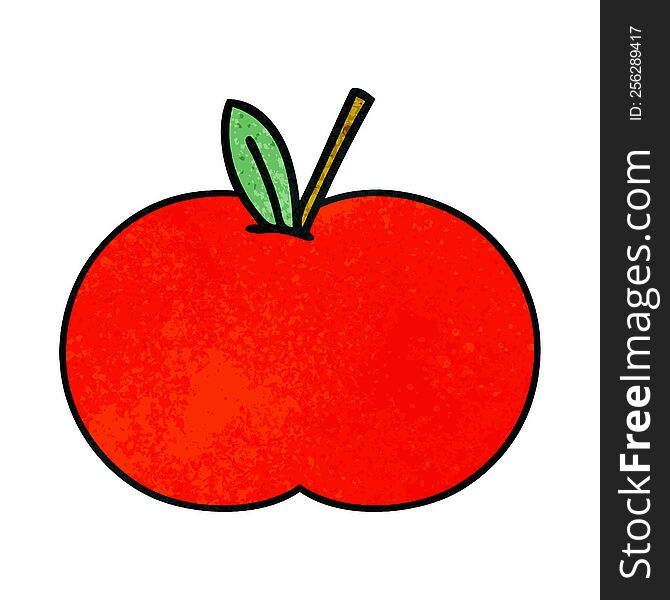 retro grunge texture cartoon of a red apple