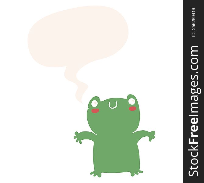 Cartoon Frog And Speech Bubble In Retro Style