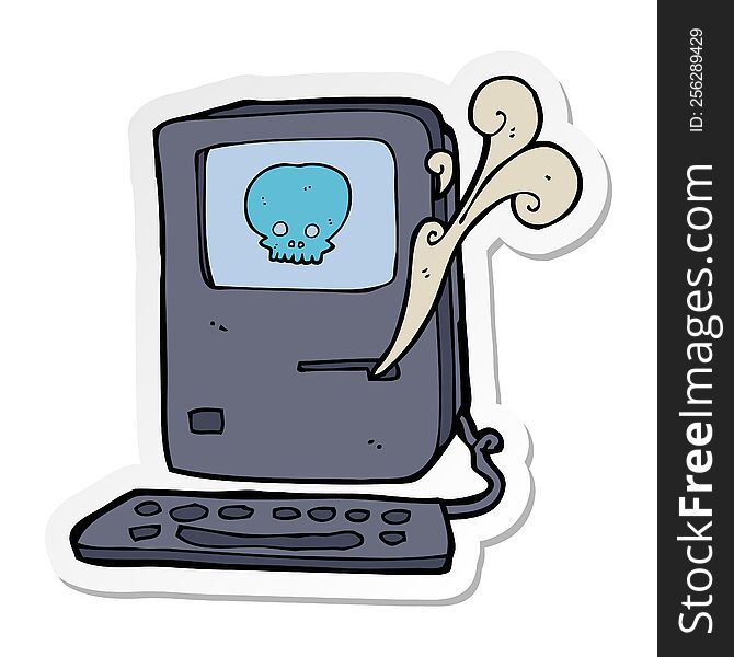 sticker of a computer virus cartoon