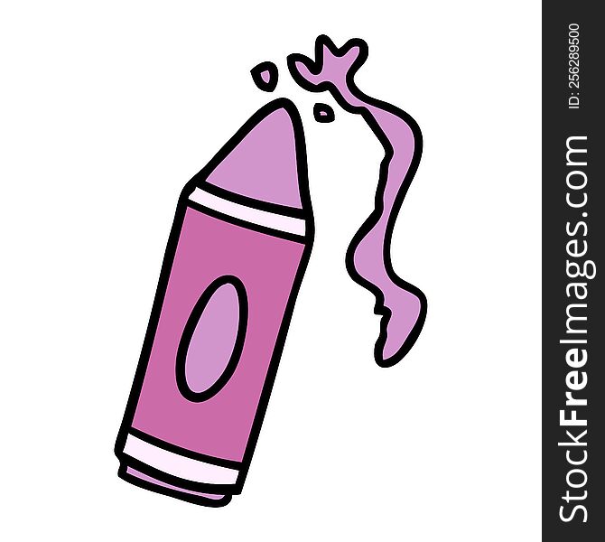 hand drawn cartoon doodle of a pink crayon