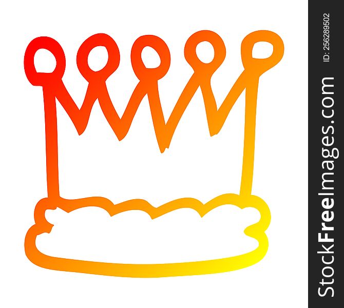 warm gradient line drawing of a cartoon gold crown