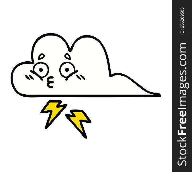 cute cartoon of a thunder cloud. cute cartoon of a thunder cloud