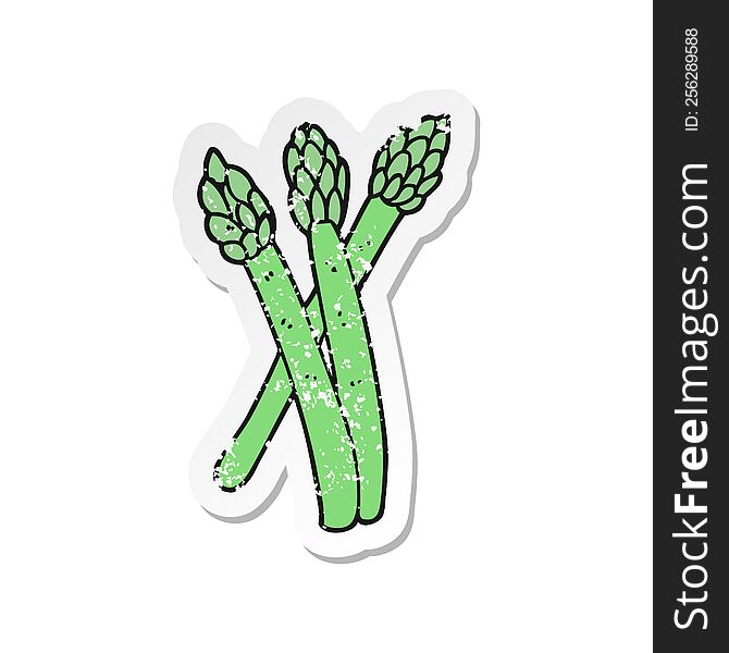 Retro Distressed Sticker Of A Cartoon Asparagus