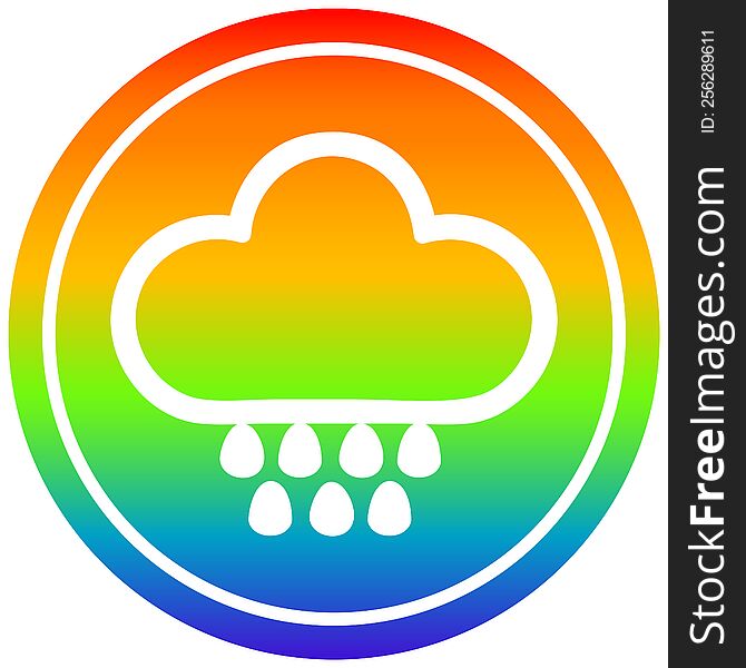 rain cloud circular icon with rainbow gradient finish. rain cloud circular icon with rainbow gradient finish