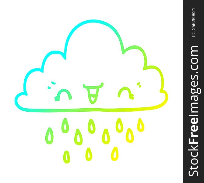 Cold Gradient Line Drawing Cartoon Storm Cloud