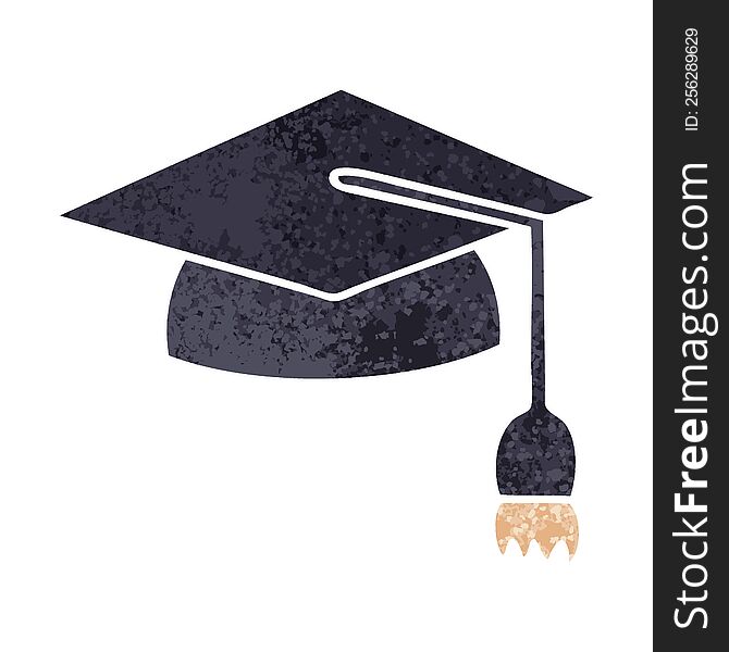 retro illustration style cartoon of a graduation cap