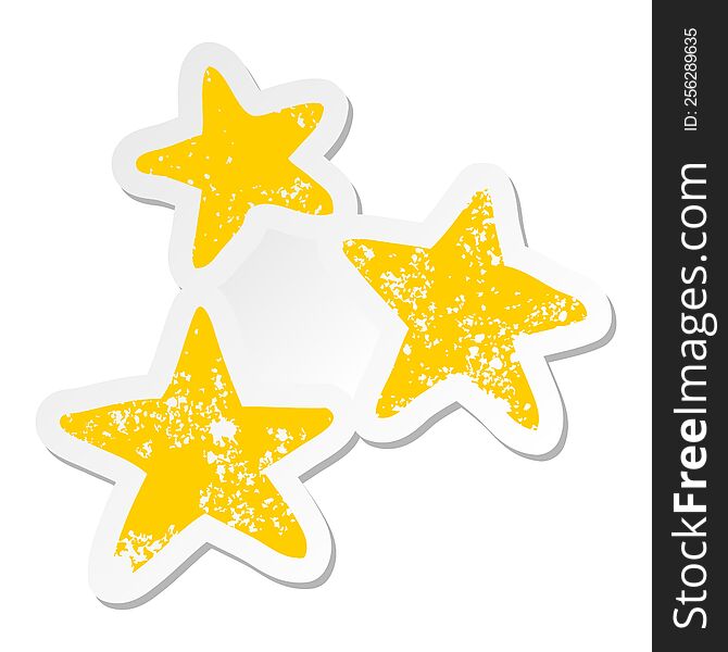 distressed sticker of a cartoon star symbols