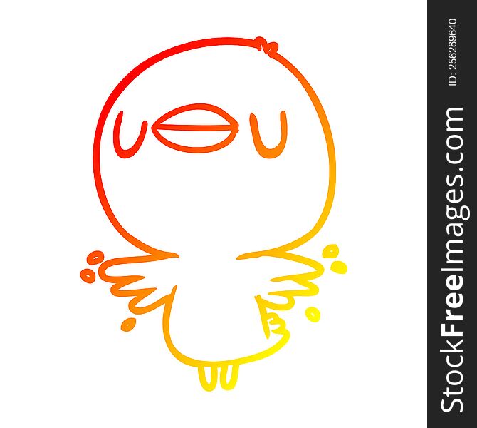 Warm Gradient Line Drawing Cute Cartoon Chick Flapping Wings