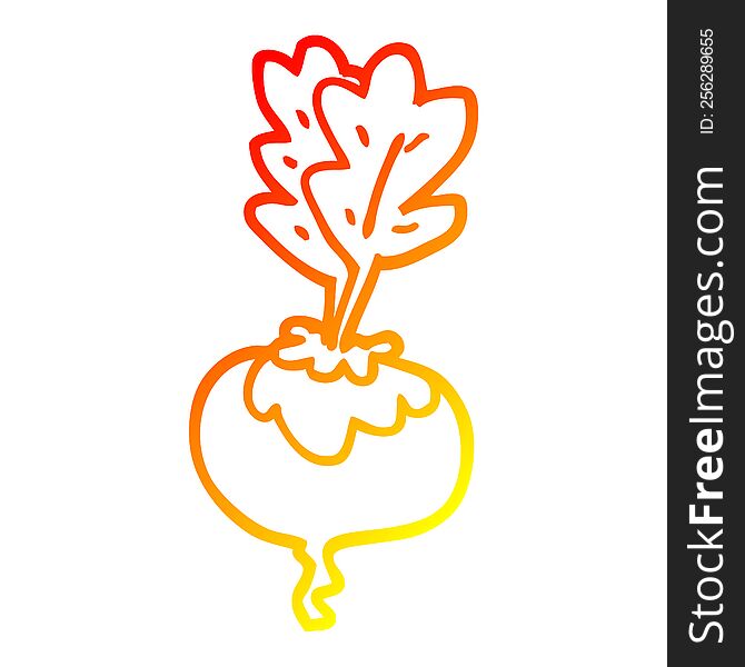 warm gradient line drawing of a cartoon beetroot