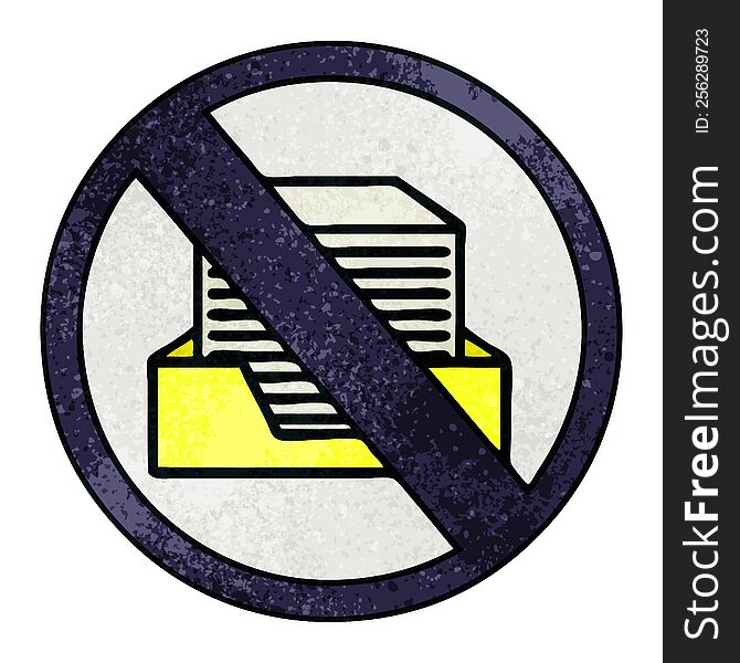 Retro Grunge Texture Cartoon Paper Ban Sign