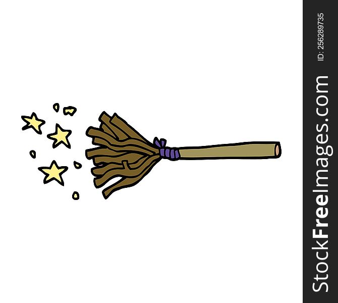 cartoon doodle magic broom