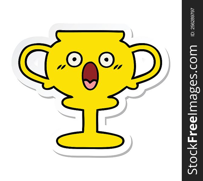 Sticker Of A Cute Cartoon Trophy