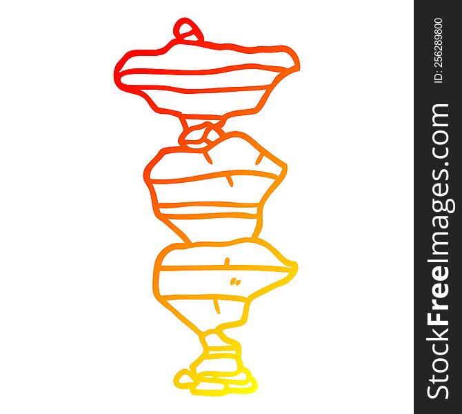 warm gradient line drawing of a cartoon of stacked stones