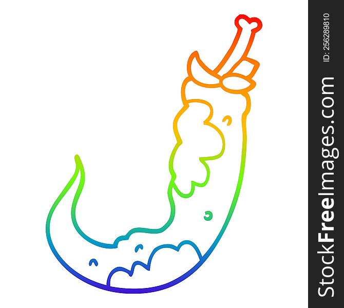 Rainbow Gradient Line Drawing Cartoon Chilli Pepper