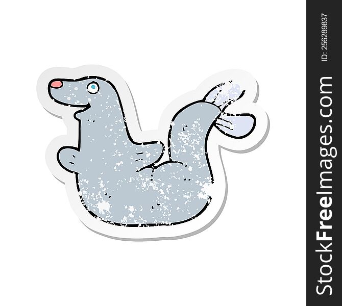 retro distressed sticker of a cartoon seal