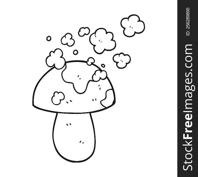 Black And White Cartoon Mushroom