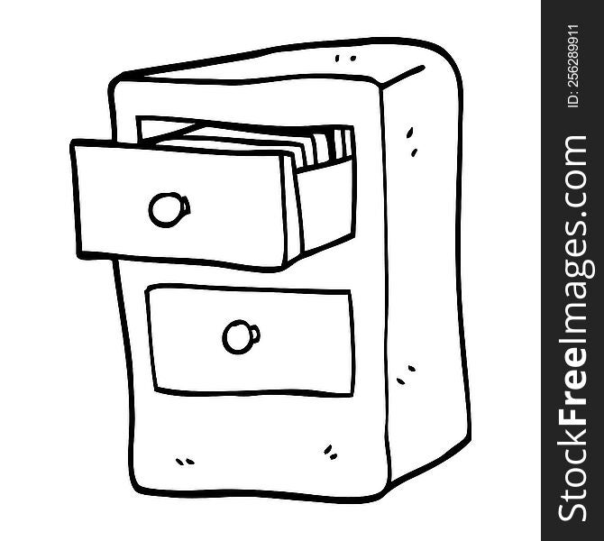 Black And White Cartoon Drawers Of Files