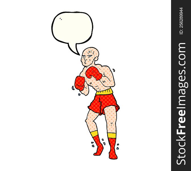 freehand drawn comic book speech bubble cartoon boxer