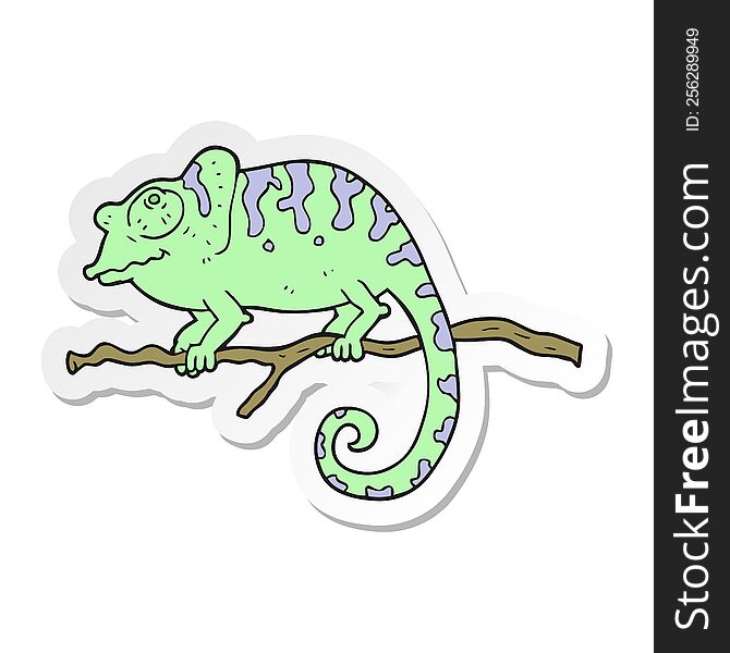 sticker of a cartoon chameleon