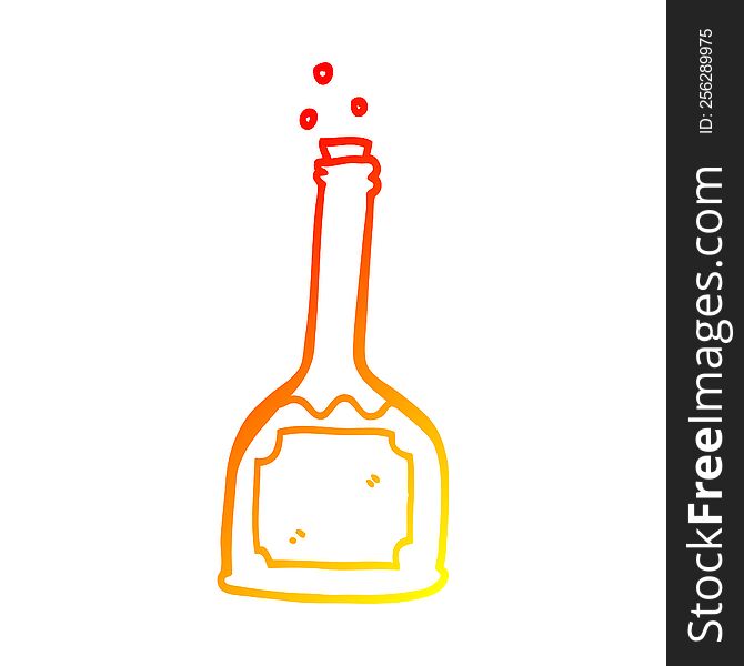 warm gradient line drawing of a cartoon magic potion