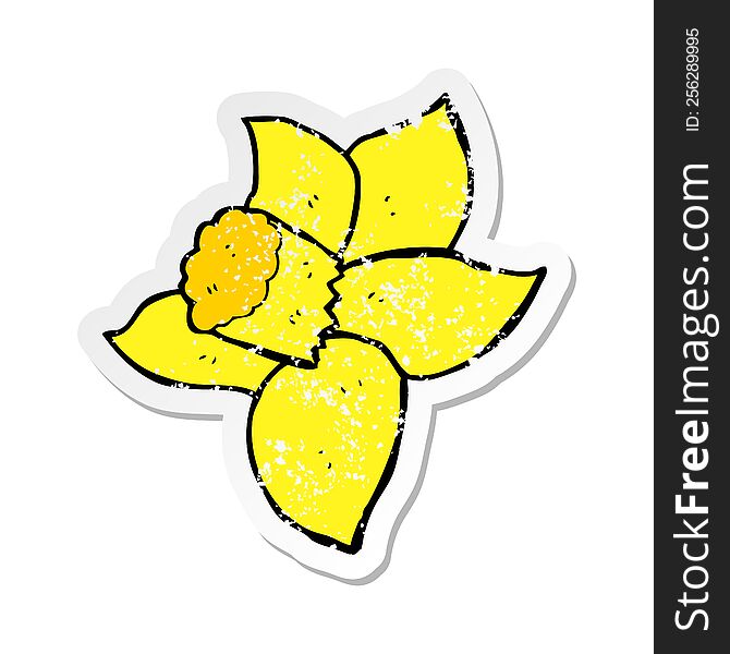 retro distressed sticker of a cartoon daffodil