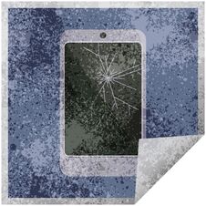 Cracked Screen Cell Phone Graphic Square Sticker Royalty Free Stock Photos
