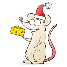 Cartoon Christmas Mouse Stock Images
