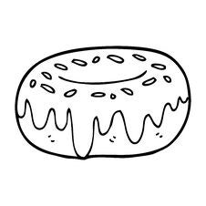 Line Drawing Cartoon Donut With Sprinkles Stock Photo