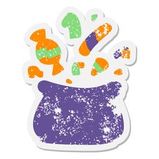 Bag Of Halloween Candy Grunge Sticker Royalty Free Stock Photography