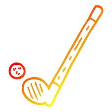 Warm Gradient Line Drawing Cartoon Golf Club And Ball Stock Image