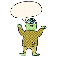 Cartoon Halloween Monster And Speech Bubble In Comic Book Style Royalty Free Stock Photography