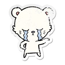 Distressed Sticker Of A Crying Cartoon Polarbear Royalty Free Stock Image