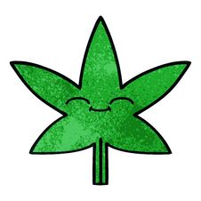 Retro Grunge Texture Cartoon Marijuana Leaf Stock Photos
