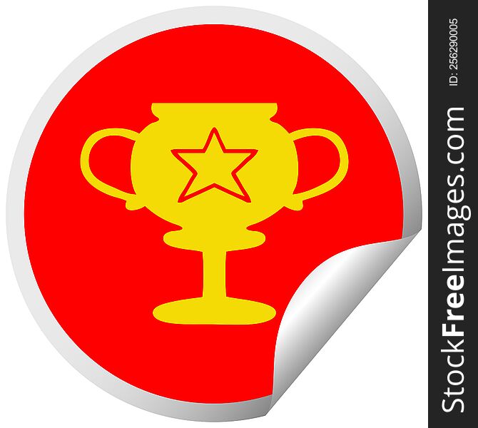 Circular Peeling Sticker Cartoon Gold Trophy