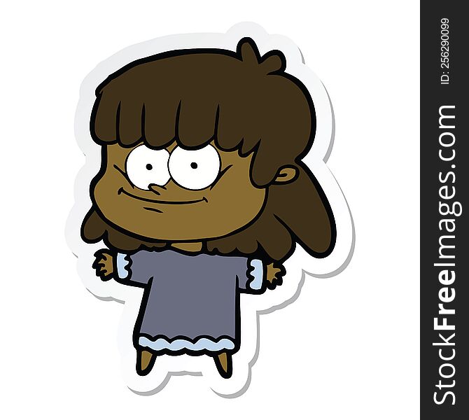 sticker of a cartoon girl smiling