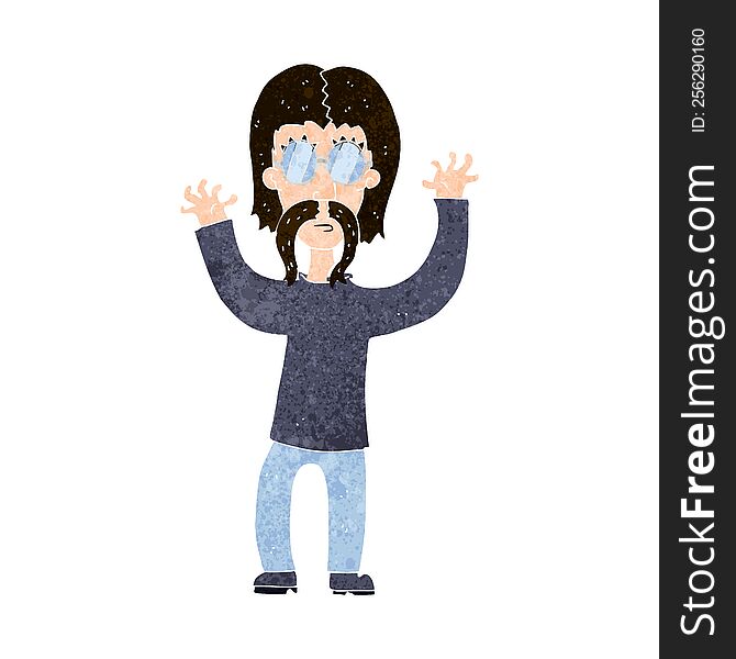 cartoon hippie man waving arms